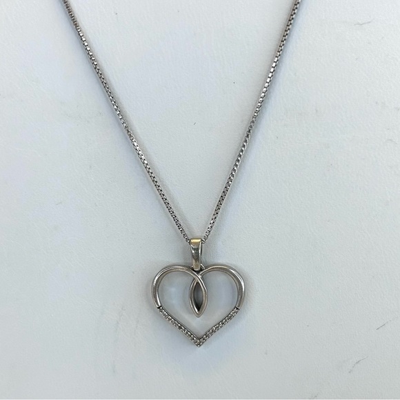 Genuine Diamonds Sterling Silver Italy Heart and 24 Necklace 18” - Picture 6 of 7